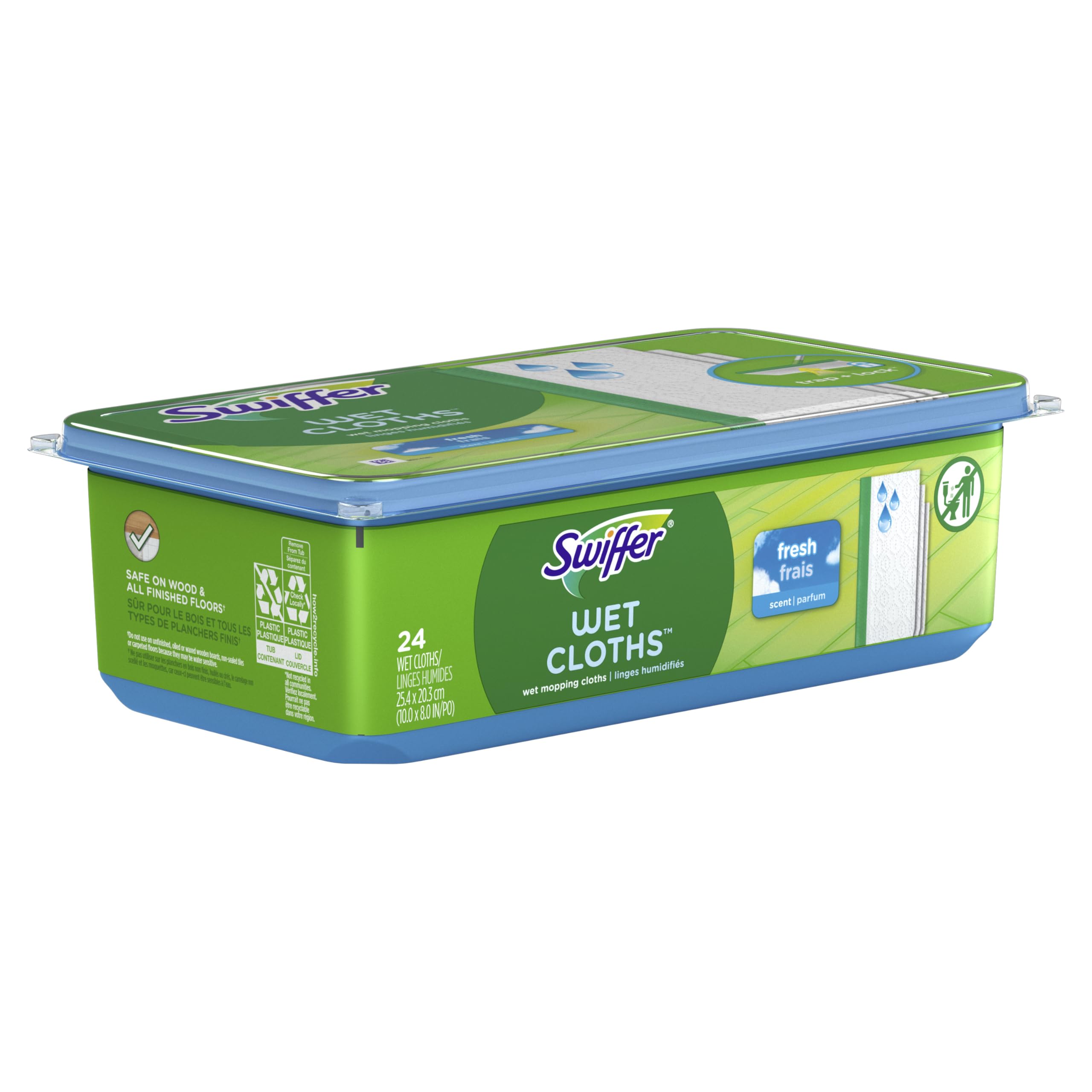 P&G Swiffer - Juego de 6 recambios de almohadilla de limpieza húmeda, aroma fresco de ventana abierta, 24 piezas