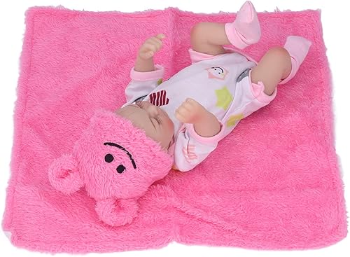 Miniatura 9 de Pasamer Muñeca de bebé recién nacido, una muñeca de silicona que imita el tamaño perfecto de 10 pulgadas para dormir con una manta para ojos