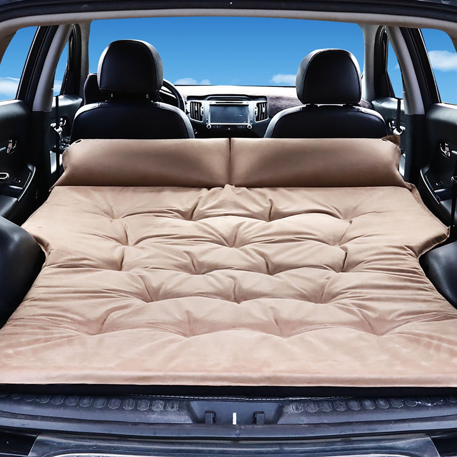 Materasso Gonfiabile per Auto per Freelander 2 Range Rover Sport Evoque Defender,Materassino Floccata Portatile Pieghevole Letto Aria Multifunzionale Airbed,E-Khaki