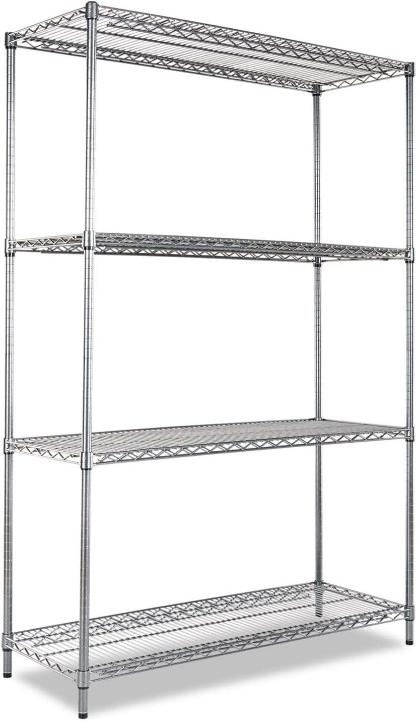 Alera SW504818BA Wire Shelving Starter Kit, Four-Shelf, 48w x 18d x 72h, Black Anthracite