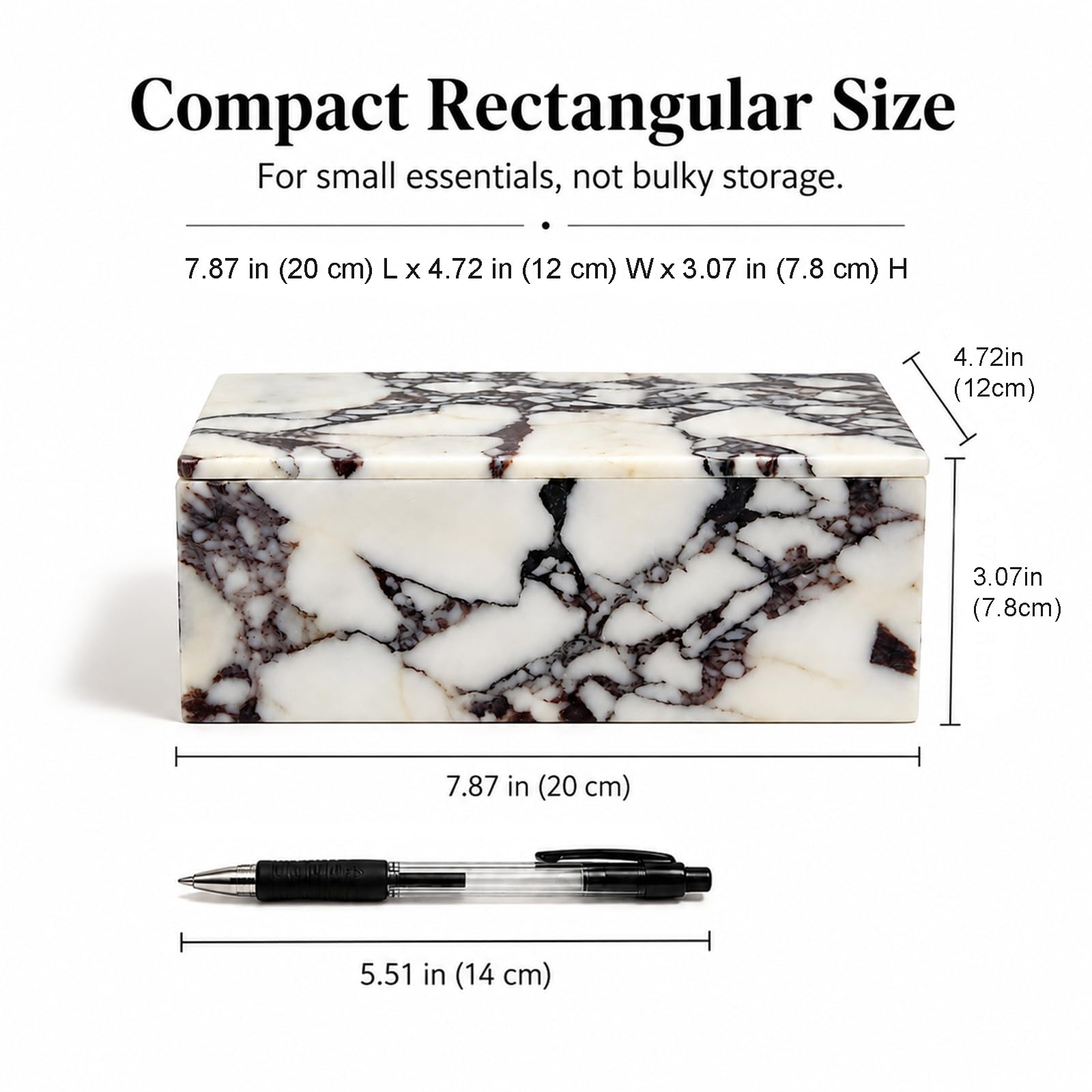 Caja de almacenamiento de mármol de lujo con tapa, patrón de venas blancas y moradas, organizador decorativo para brochas de maquillaje, joyas, accesorios de baño (rectangular)
