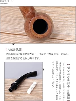 Freesun Natural Wood Pipe Smoking Set with Stand High Temperature Resistant Birthday Gift for Boyfriend, Husband, Father Persimmon Wood