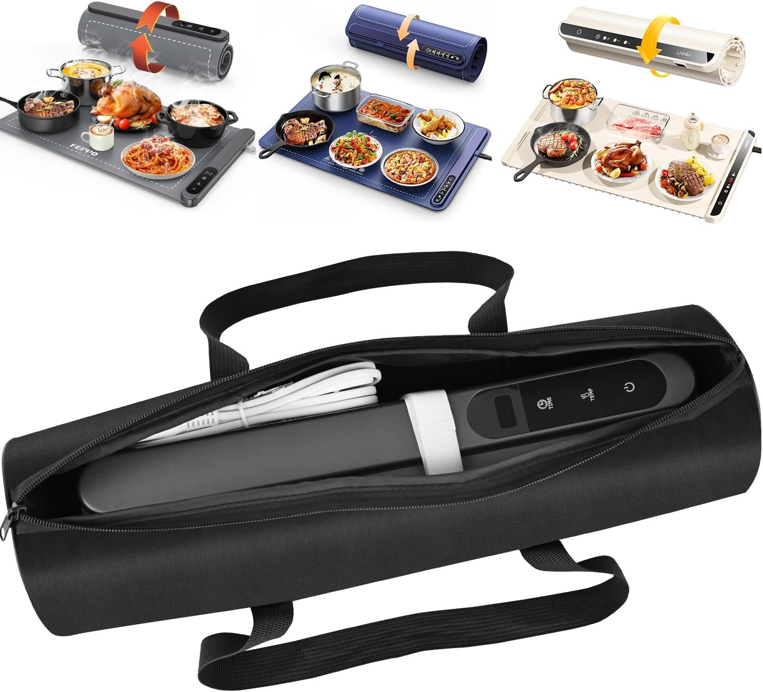 Carrying Case Bag for Warming Mat Food Warming Mat Universal Storage Case fit most Food Warming Mats Portable Warmer Mat Travel Carry Bag 1680D Waterproof Heat-Resistant Warmer Tray Bag