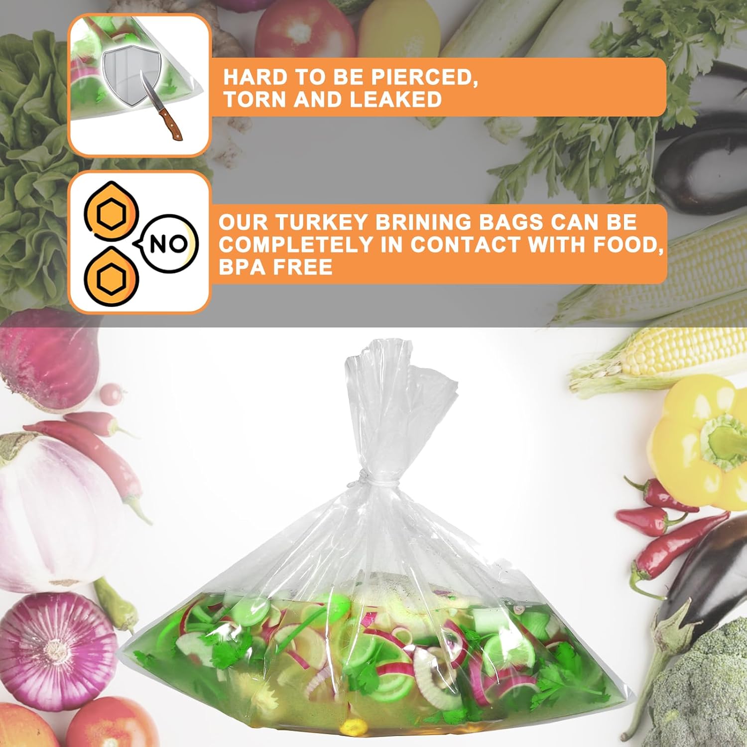 Turkey Deep Fryer Accessories for Deep Fry Pot Grill BBQ, Thanksgiving Turkey Brine Bag for Turkey, Chicken, Beef, Pork, Stainless Steel Turkey Fryer Hanger Poultry Rack & 26"×22" Turkey Brining Bags