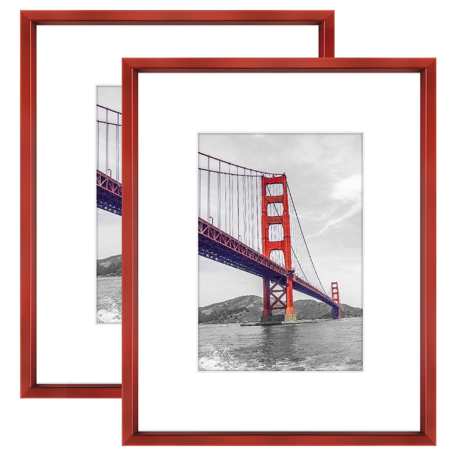 Cadre photo en métal alu noir avec passe-partout 12,7x17,8 cm et vitre en verre véritable
