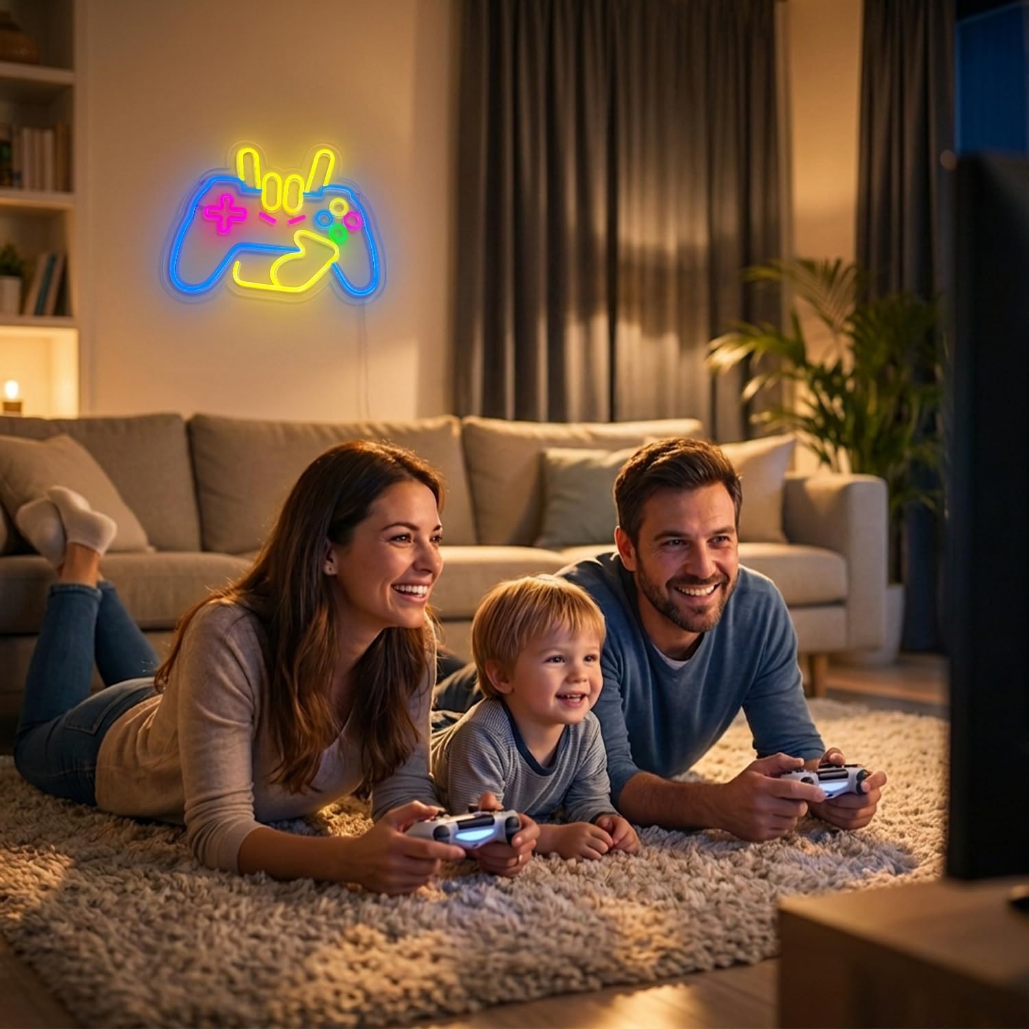 Game Neon Sign for Gamer Room Decor, LED Game Controller Neon Light for Wall Decor, Adjustable Brightness Gaming Sign for bedroom Living Room, Gamer Gifts for Teen Boys Men, 15.4x11.8in