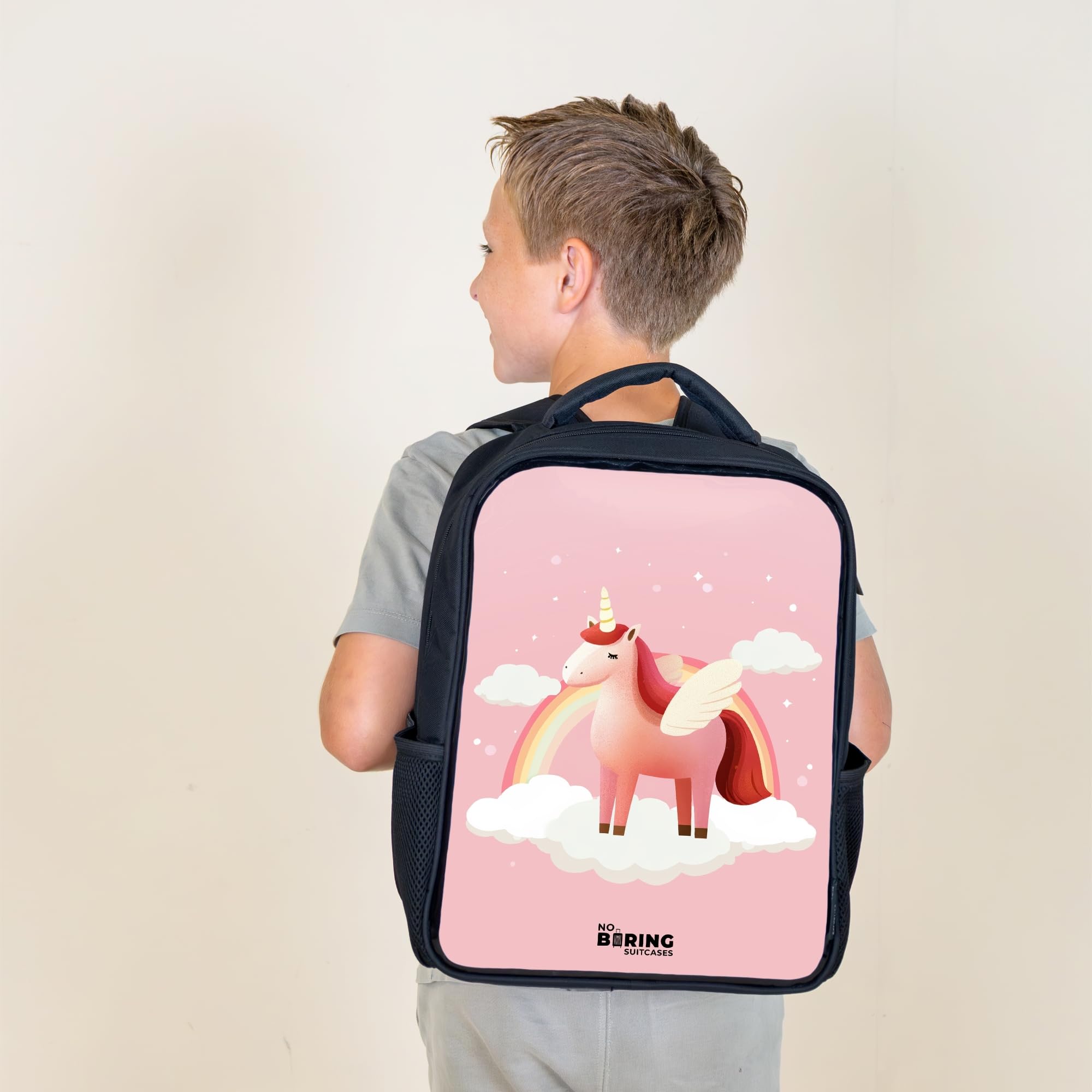 NoBoringSuitcases© Zaino Per Bambini Bambina Nero Piccolo | 8L - Zainetto La Scuola Zaini Scolastici Rosa Ragazze Colorato Asilo Bimbo Leggero