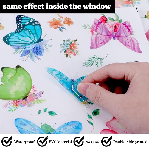 Miniatura 3 de 80 calcomanías de mariposa para ventana de ventana coloridas flores de mariposa calcomanías de ventana de primavera para el hogar cristal de ventana
