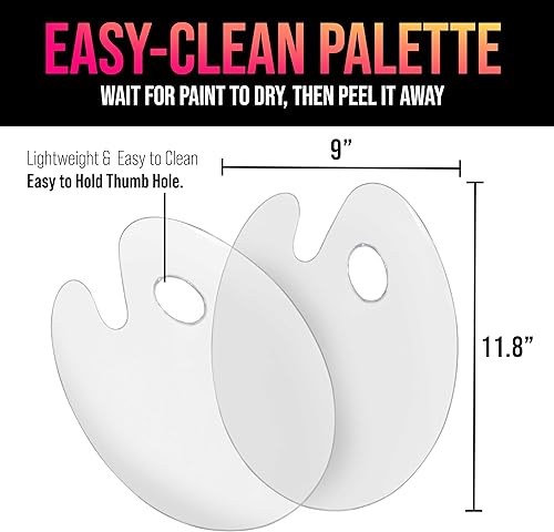 Miniatura 4 de U.S. Art Supply Paleta de pintura acrílica transparente en forma ovalada de 11.8 x 15.8 pulgadas, bandeja de mezcla de colores de pintura gruesa y