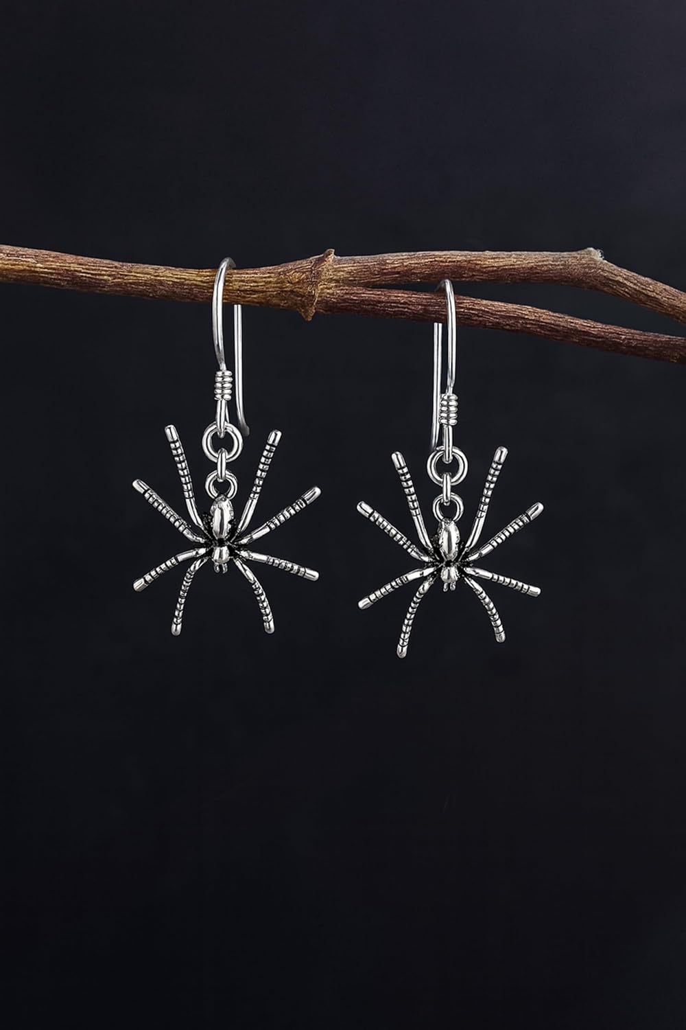 AeraVida .925 Sterling Silver Edgy Spider Cobweb Spooky Earrings | Gothic Inspired Stud and Dangle Designs | Creepy Sterling Silver Earrings for Women | Halloween Fantasy Jewelry Gift for Goth Fashion Lovers