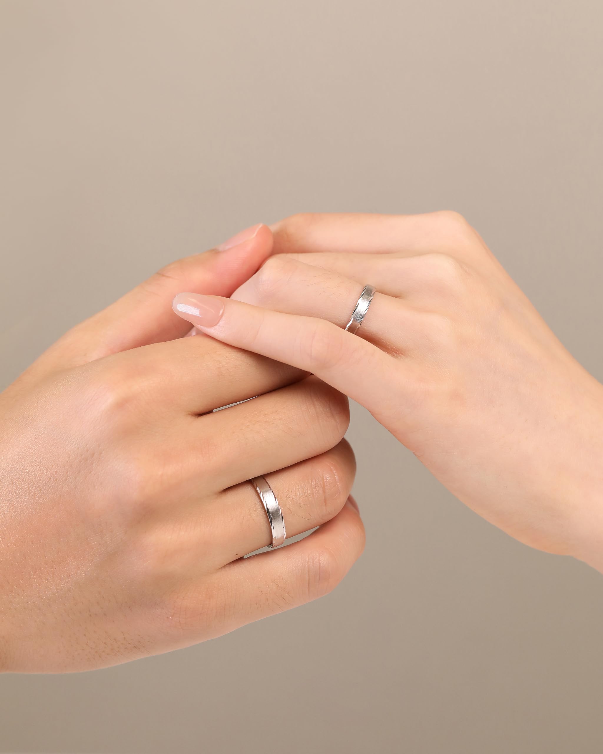 Meissa Eheringe Silber 925 Verlobungsring Paar Partnerringe Verstellbar für Sie und Ihn Damenring 3,2mm & Herrenring 4mm Trauring Paarpreis Geschenk Valentinstag