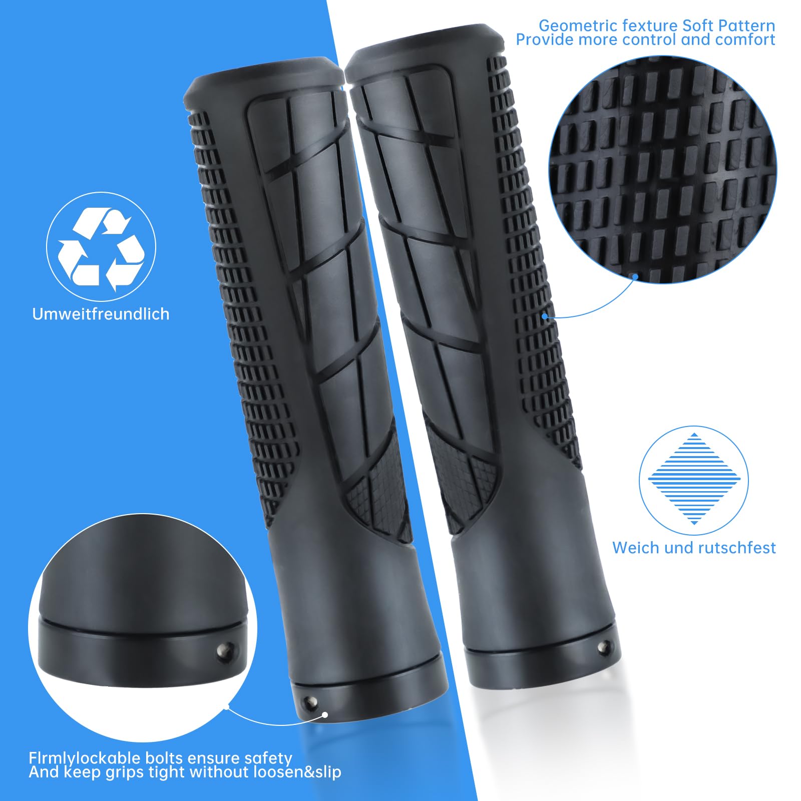 ZCYLPT Bike Handlebar Grips,Professional Mountain Bicycle Grips with Aluminum Lock Non-Slip Rubber Handle Grip for Bicycle MTB Cycling (047) - Image 3