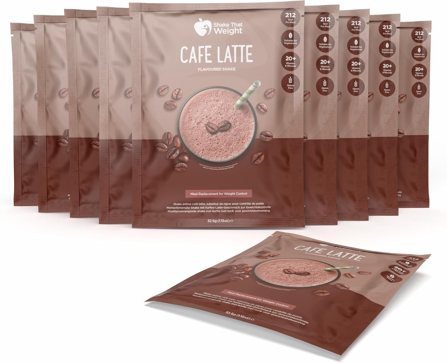 Shake That Weight 10x Diet Shakes - Cafe Latte Meal Replacement Plan for Weight Loss - Very Low-Calorie Diet - VLCD - High Protein, High Fibre, Gluten Free, Vegetarian