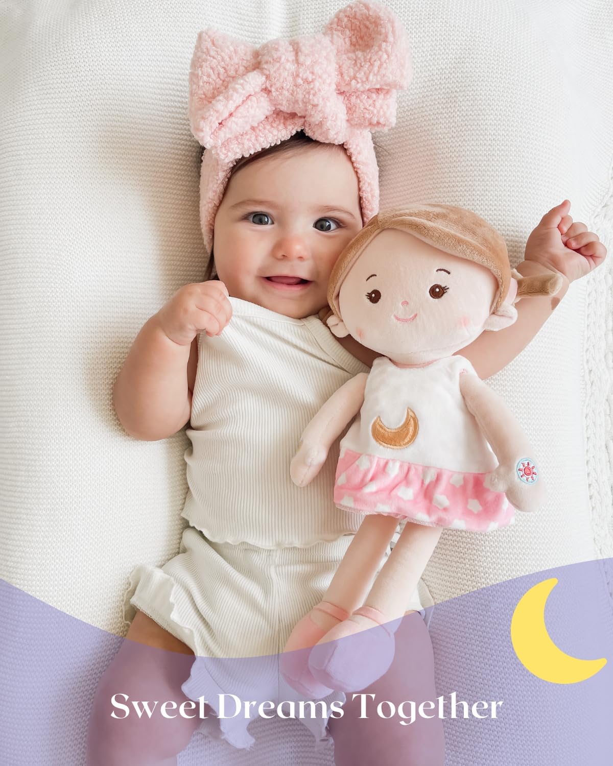LeyaDoll Double-Sided Personalized Talking Soft Baby Doll (12'') for 1 Year Old Girl,Interactive Plush Toddler Toy with 5 Emotional Sounds & 3 Lullaby Songs, Reversible Outfit, First Birthday Gift