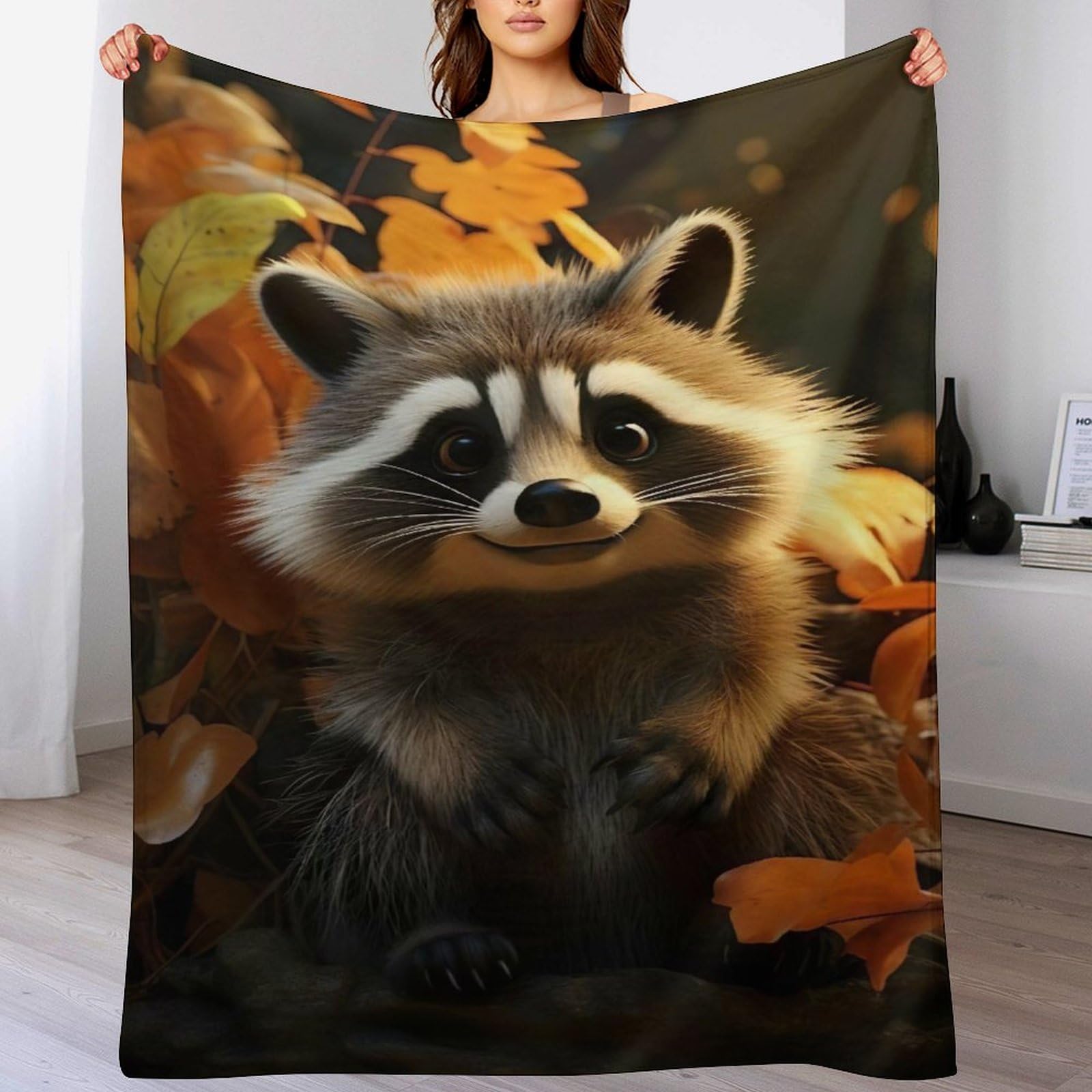 Couverture polaire raton laveur en flanelle douce pour réchauffer vos moments en famille