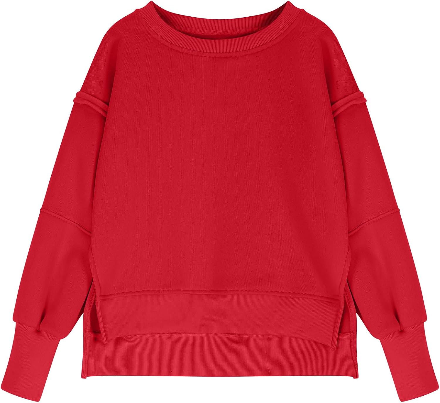 Girls Oversized Sweatshirt Plus Size Loose Cozy Asymmetric Hem Side Split Drop Shoulder Pullover Y2K Shirts