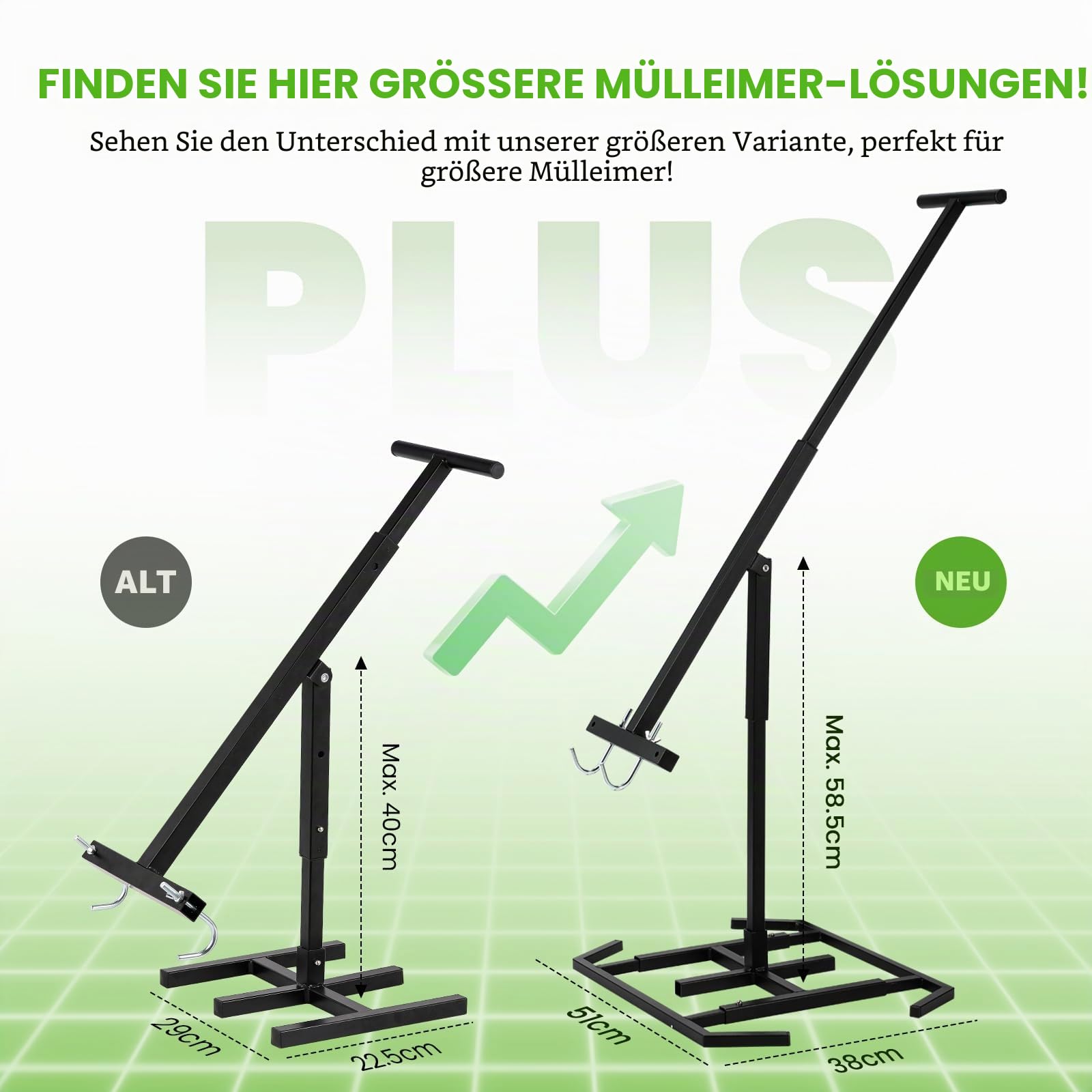 NEWTRY Vergrößerte Müllpresse für 360-660 l Mülltonnen | Abfallpresse mit 3 einstellbaren Einstellungen, drehbarer Sockel für Zuhause, Garten, Restaurant, Gemeinschaftspflege