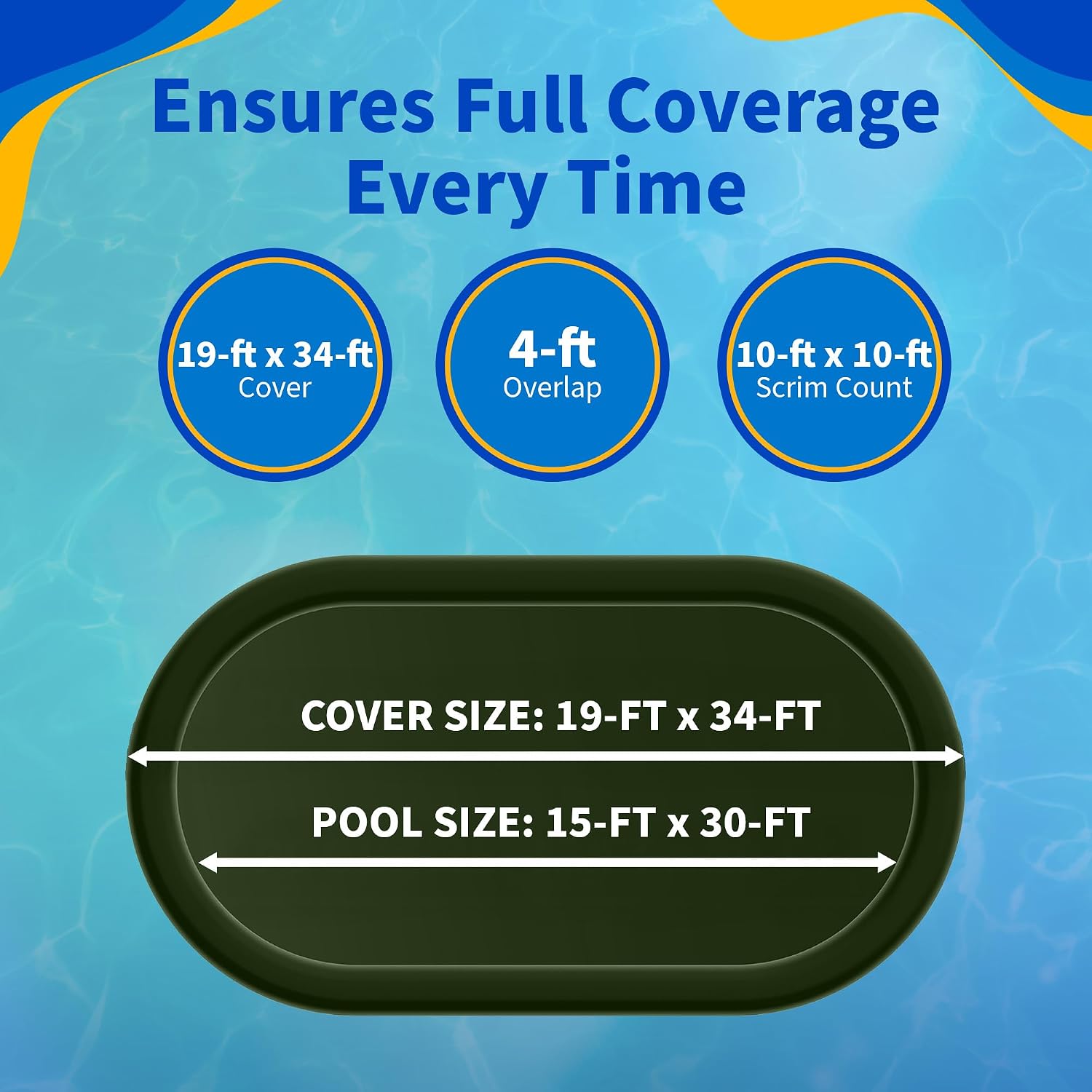 Blue Wave Silver 12-Year 15 ft x 30 ft Oval Above Ground Pool Cover for Winter– Durable & Weather-Resistant Polyethylene, 4 ft Overlap, Black Underside, Reinforced Grommets, Winch, Cable, Forest Green