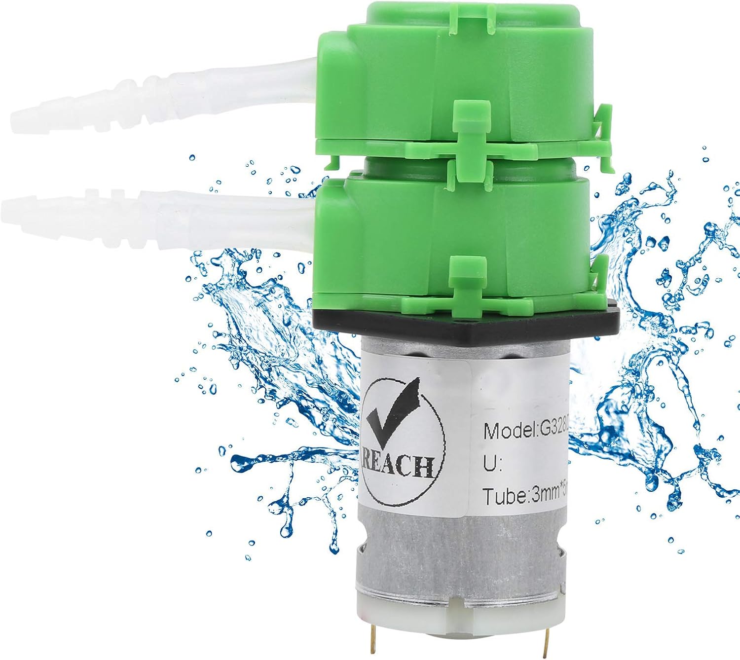 Double Head Peristaltic Pump Flat Peristaltic Pump Dosing Pump Liquid Water Dosing for Fish Aquarium Circulating 3 * 5mm(DC12V)
