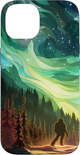 Miniatura 4 de Funda para iPhone 12 Pro Max Bigfoot Sasquatch Forest Northern Lights Starry Sky