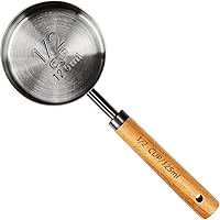 Vista 8 de Taza medidora con mango de madera, 1 taza de titanio 8.5 fl oz acero inoxidable, gris espacial