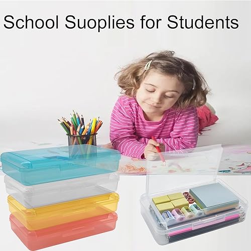Miniatura 6 de Caja de lápices, 1 caja de lápices transparente de doble capa, estuche de plástico de gran capacidad, estuche para lápices con tapa hermética, caja