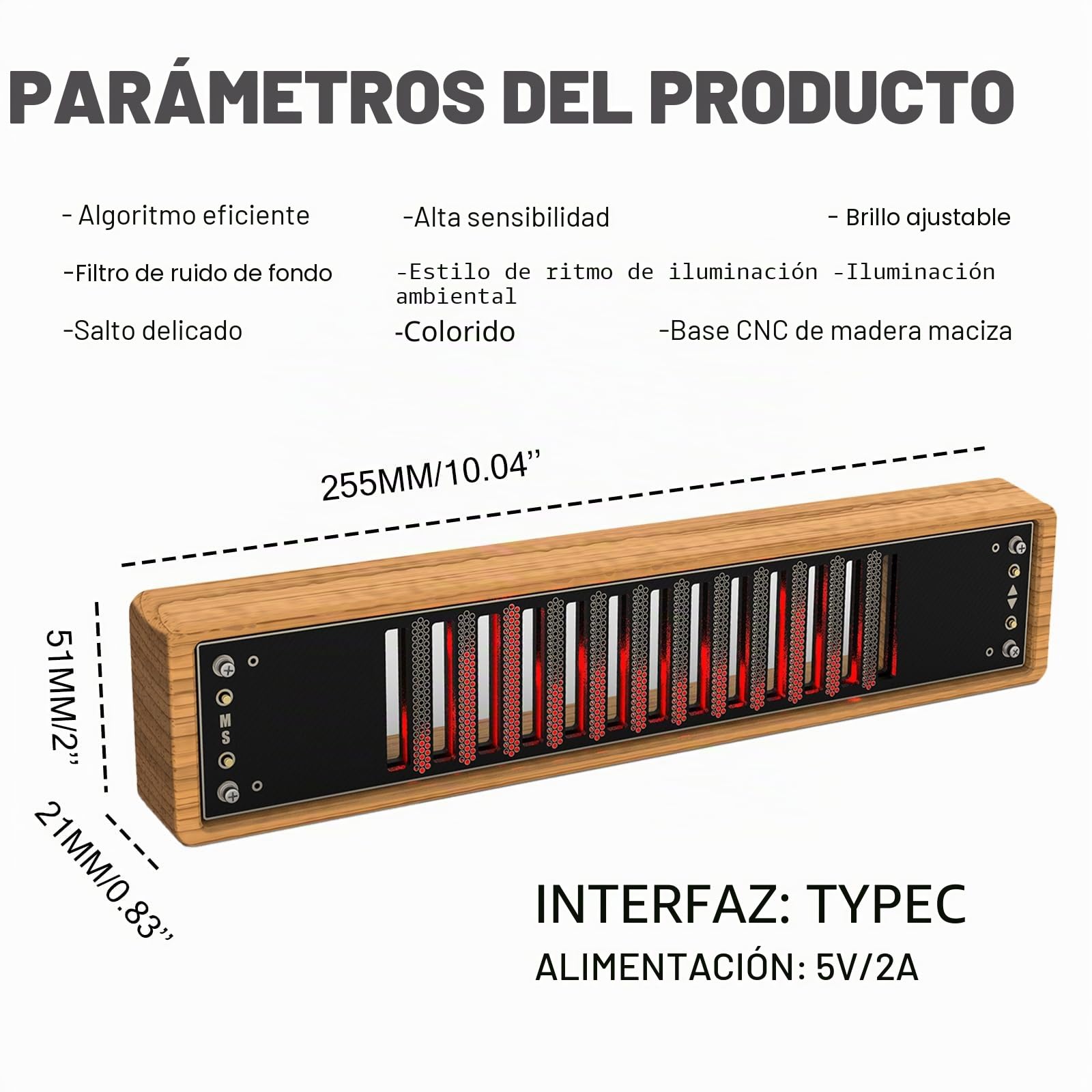 Luz rítmica de espectro de tubos Nixie, luz de espectro musical con 12 reloj Nixie, lámpara de espectro automático para reconocimiento de música, 30+ modos de color, brillo ajustable, para decoración
