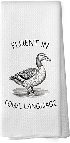 Divertidas toallas de cocina de pato Toallas de cocina humorísticas de niña de campo, decoración de baño de pato retro, paños de cocina decorativos