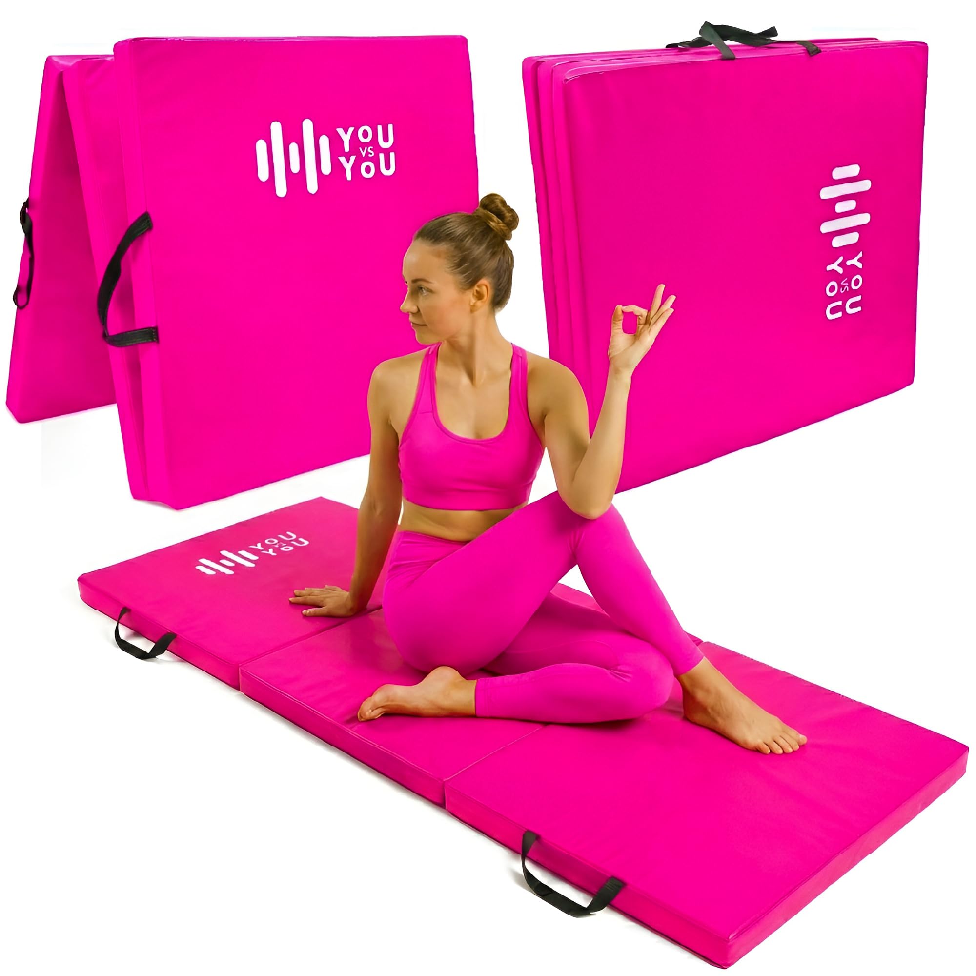 YouVsYou 6ft Tri-Folding Gymnastics Mat & Play Mat, 5cm Thick High-Density Foam Crash Mat, Non-Slip, Sweat-Proof & Portable Exercise Mat for Tumbling, Gym, and Home Exercise & Play, 183cm x 60cm โ image 1