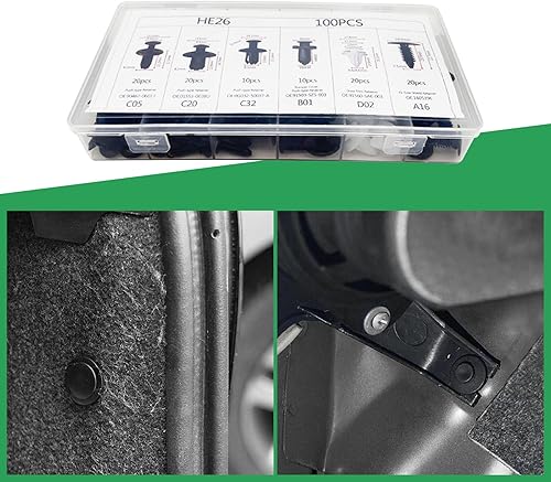 Miniatura 5 de 100 clips de retención para parachoques de automóvil, kit de cierres de varios tamaños con herramienta de extracción, accesorios universales para