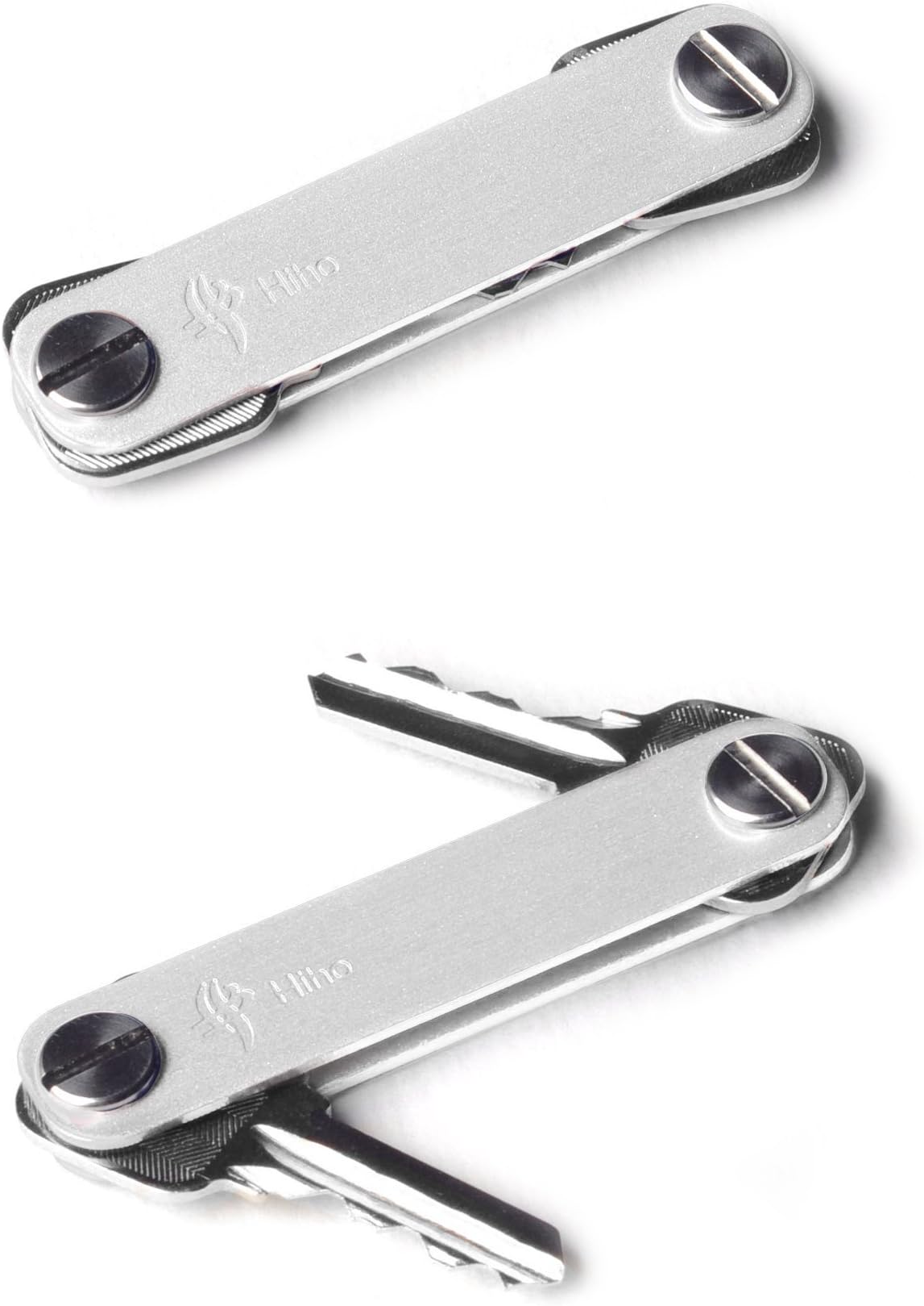 Hiho Swiss Army Style Key Organizer Smart Key Chain Pocket Key Compact Key Holder Case Organizer Aluminum Extended 2-10 Keys Belt Clip Folder Flexible Tool best gift (Silver)
