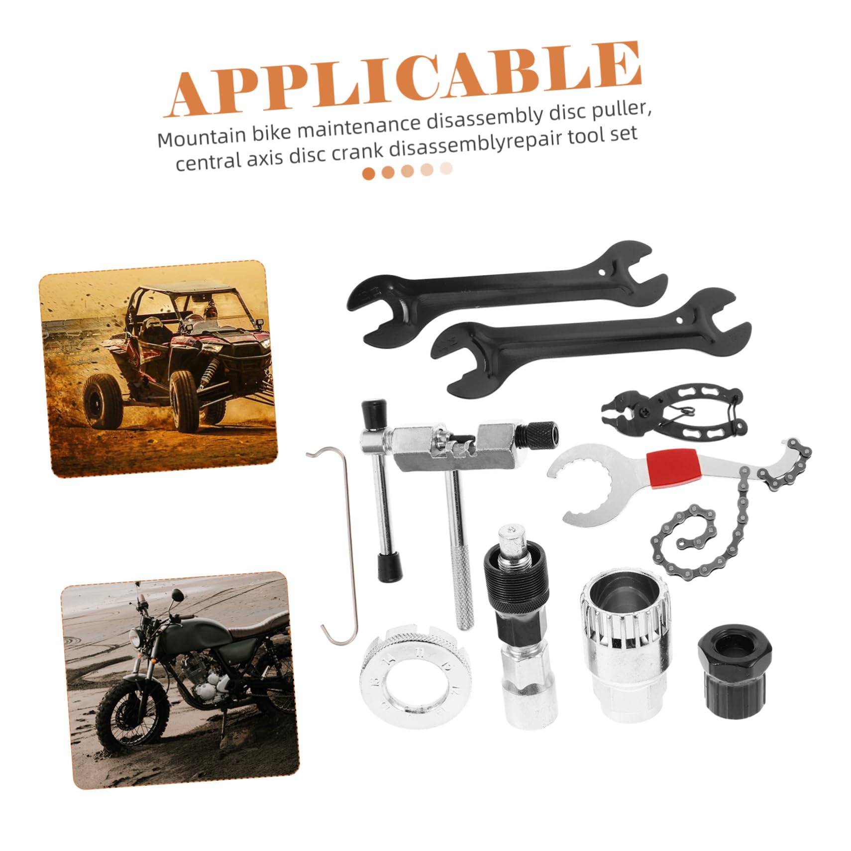 Gatuida Kit de Reparación para Bicicleta de Montaña, Extracción de Plato y Eje Central, Acero Sinterizado y Plástico, Compacto para Viajes y Reparaciones Exteriores