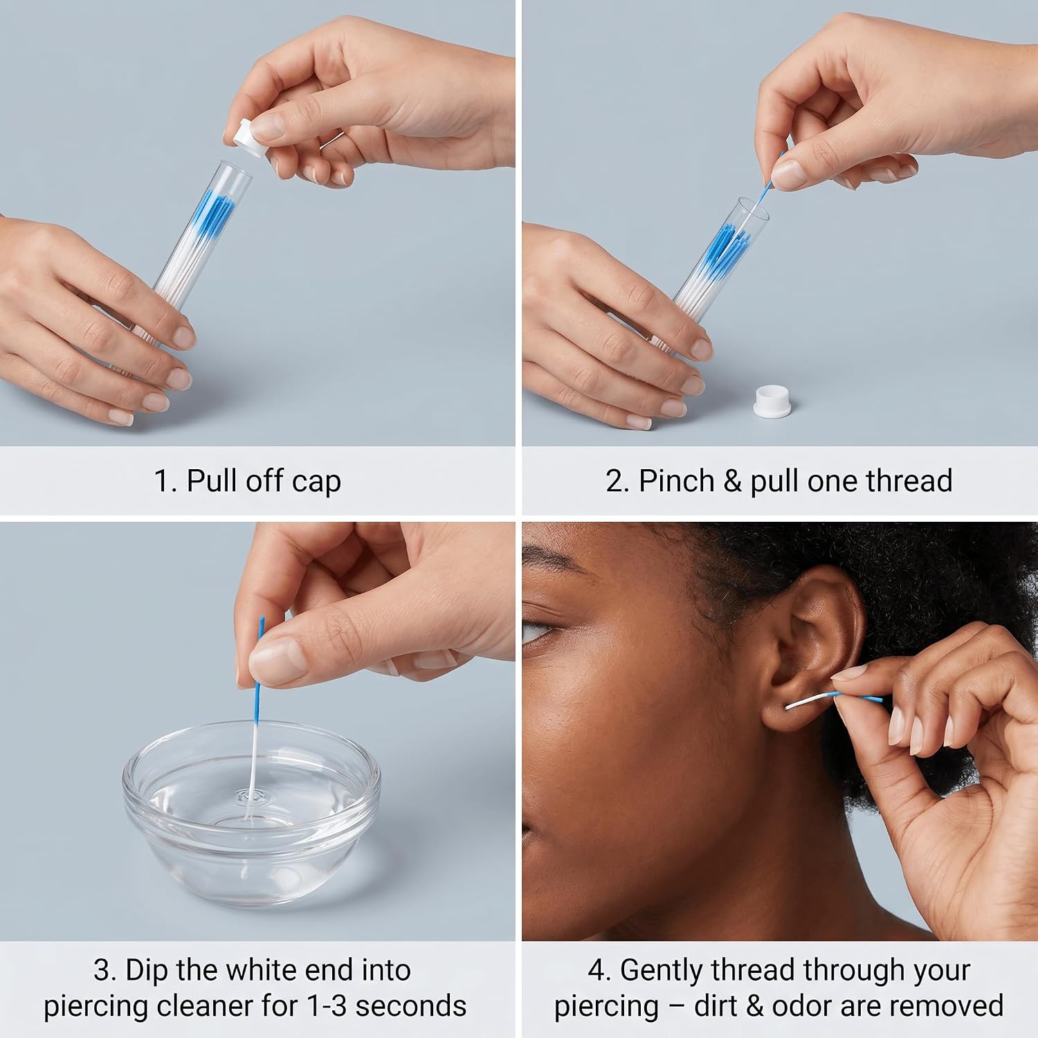 Piercing Floss 300 PCS – Remove Earring Hole Odor & Buildup