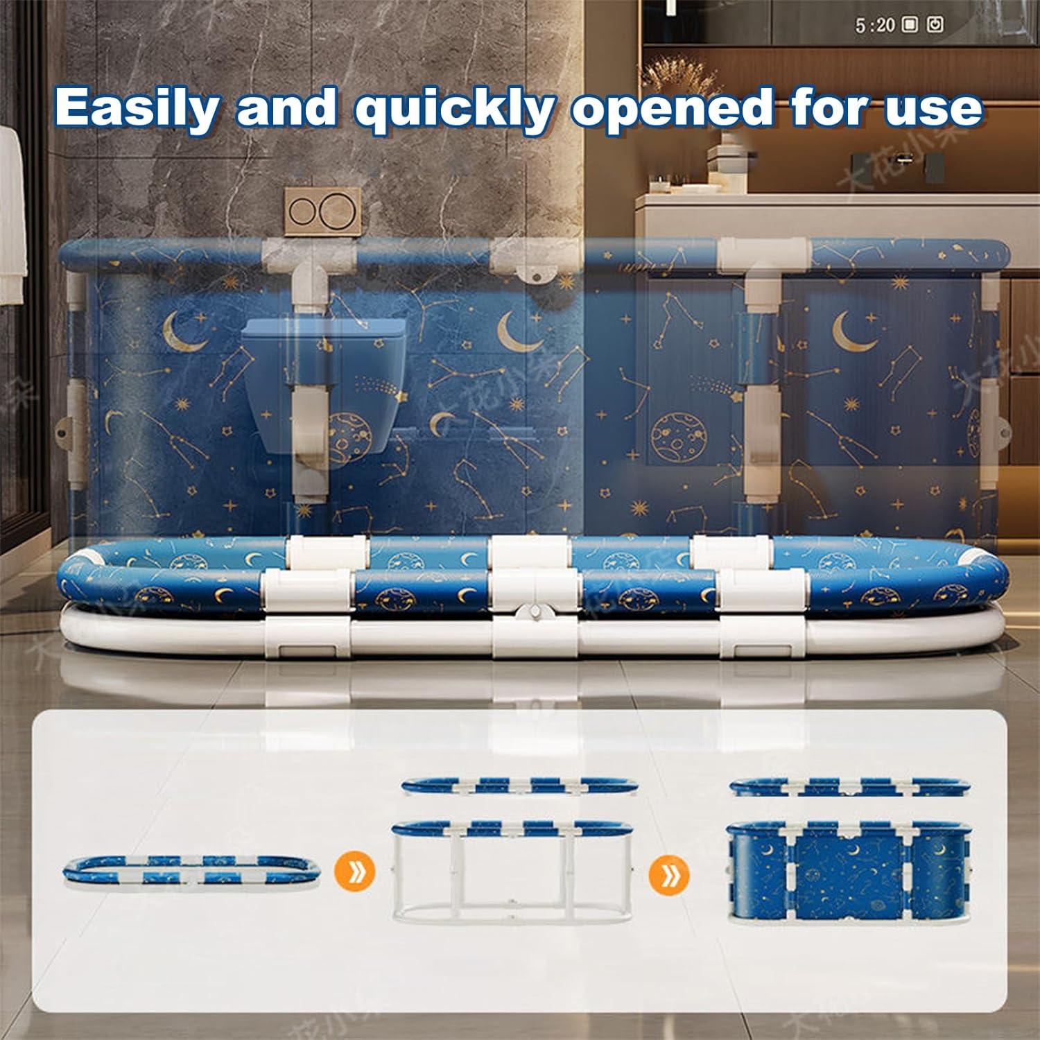 Portable Foldable Hot Cold Bath Tub, Large Portable Soaking Bath Tub for Home Outdoors Gyms (3-piece set)