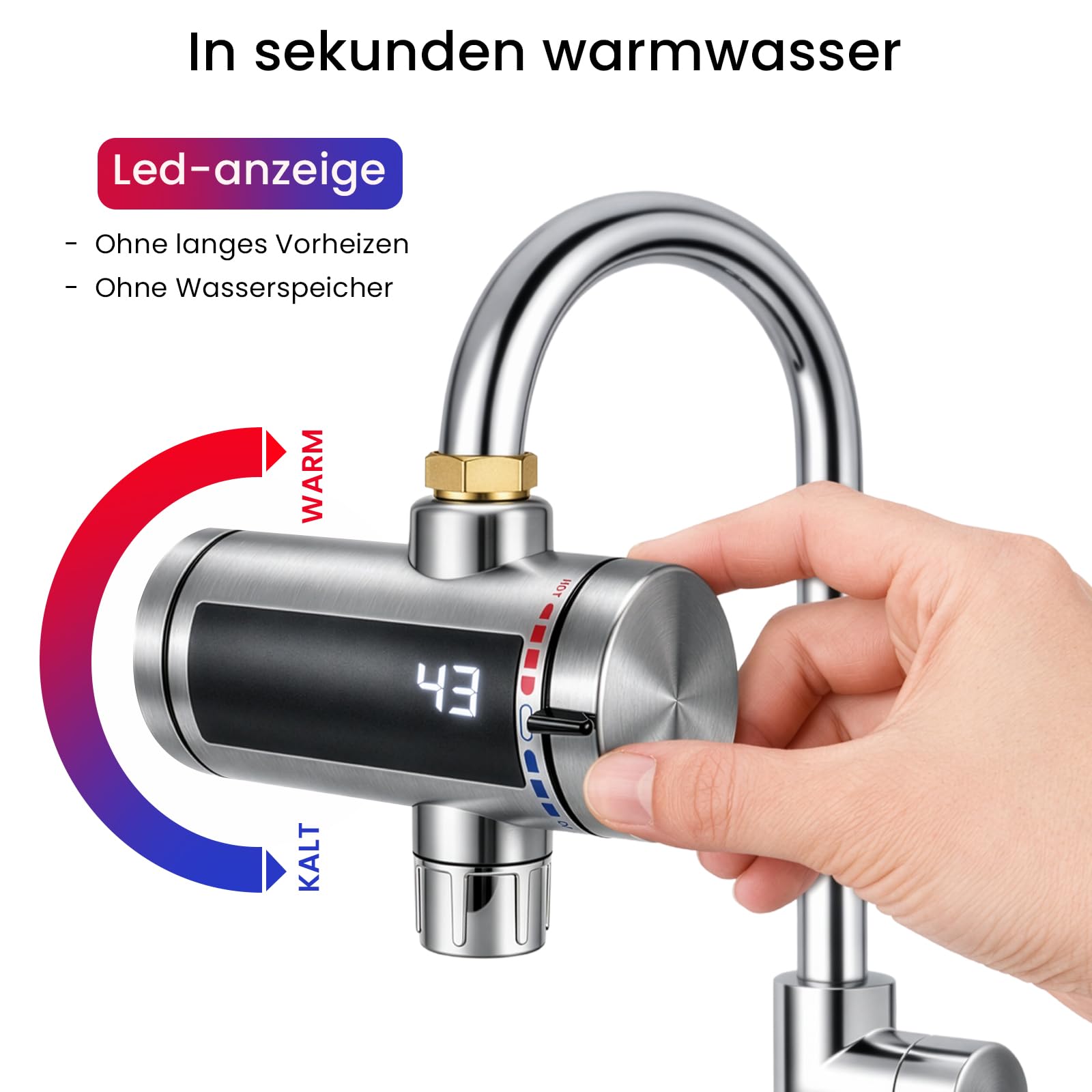 Elektrischer Universal Durchlauferhitzer – Kompakt Sofort Warmes Wasser Im Außenbereich Wasserhahn Für Draußen Garten, Garage, Outdoor Dusche, Werkstatt, Camping Dusche Etc. | 220–240 V