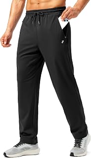 Pudolla Men's Stretch Joggers with 3 Zipper Pockets - Lightweight Athletic Sweatpants for Running, Gym & Casual Wear