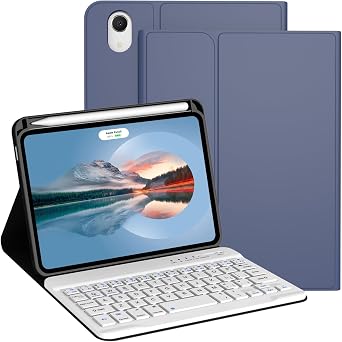 Keyboard Case for iPad mini 7th Generation A17 Pro / Mini 6th Gen | Detachable Wireless Keyboard, Support 3 System, Folio Stand, With Pencil Holder, Soft TPU Shell for iPad 8.3", Navy Blue