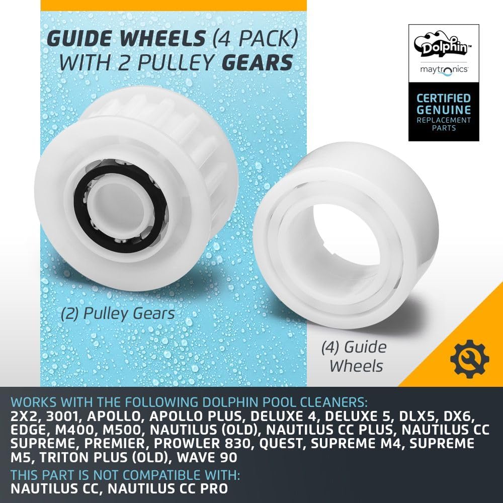 Dolphin Genuine Replacement Part — Guide Wheels (4PK) with 2 Pulley Gears — 3884997-R6