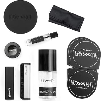 Hudson Hi-Fi Vinyl Record Cleaning Kit Bundled with Anti Static Record Cleaning Microfiber Cloth 5 Pack