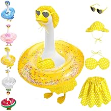 Summer Porch Goose Outfits, Summer Bikini Costume for 23-Inch Large Goose Statue, Multicolor Swimsuit with Sunglasses, Decorative Garden Lawn Clothes, Hawaiian Beach Dress, Holiday Accessory
