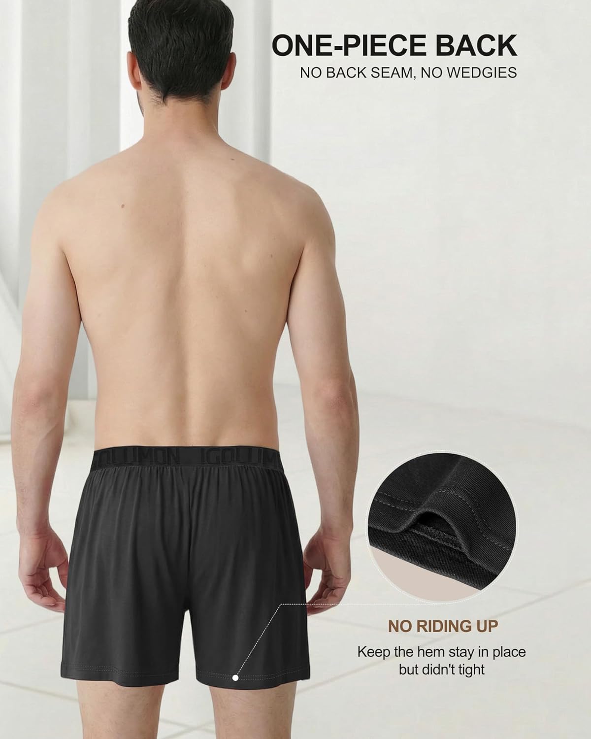 IGOLUMON Mens Boxer Shorts Underwear Soft Breathable Bamboo Rayon Boxers for Men Relaxed Fit Boxers with Button Fly 5 Pack - Image 5