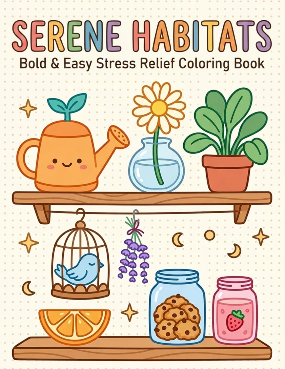 Serene Habitats: Bold & Easy Stress Relief Coloring Book: A Whimsical Journey of Cozy Indoor Scenes, Charming Decor, and Peaceful Moments for Mindful Relaxation