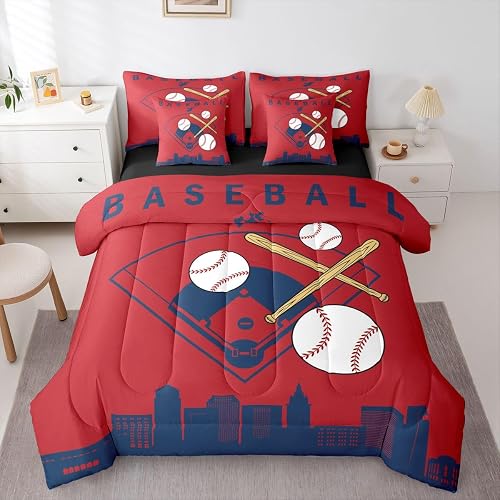 Erosebridal Baseball City Sheet Sets with Comforter 7 Piece 