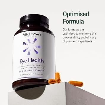 Eye Health Supplement - Meso Zeaxanthin + Lutein + Zeaxanthin + Bilberry and VIT C/A/E/B2 with Zinc - UK Made