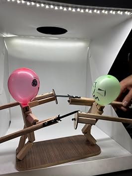 Akargol Wooden Fencing Puppets Balloon Game - Best Trend Board Game 2025Balloon Bamboo Man Battle, Man Battle Bots Arena Adult Party Games for Groups (with 100pcs Balloons)