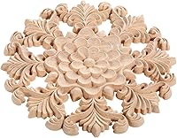 Vista 3 de MUXSAM Apliques de madera tallada en madera retro, calcomanías redondas de copo de nieve para armario, puerta, gabinete, cajón, pared, techo, 1