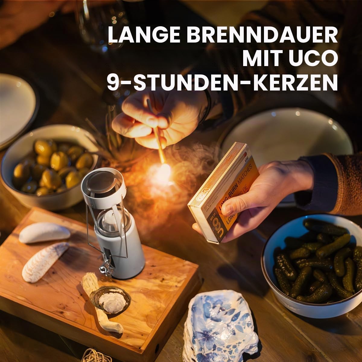 UCO Original Kerzenlaterne, Vorteilspack mit 3 Kerzen und Aufbewahrungstasche, Originalgröße, Aluminium