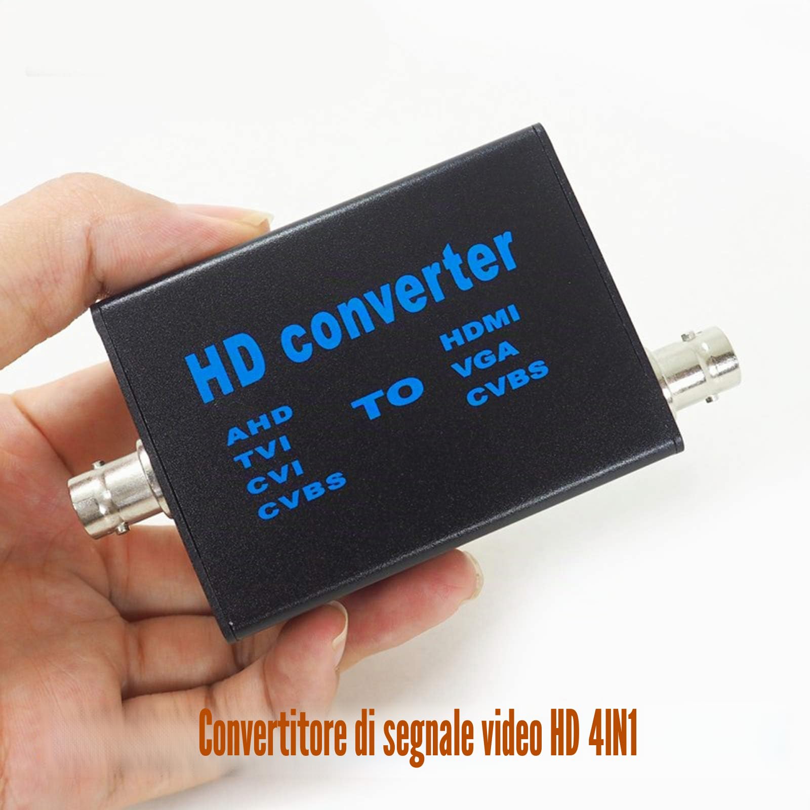 Convertitore di Segnale Video da BNC a HDMI, 4 in 1 Composito CVBS AHD TVI CVI, VGA per Sistema di Sicurezza Fotocamera/DVR/CCTV