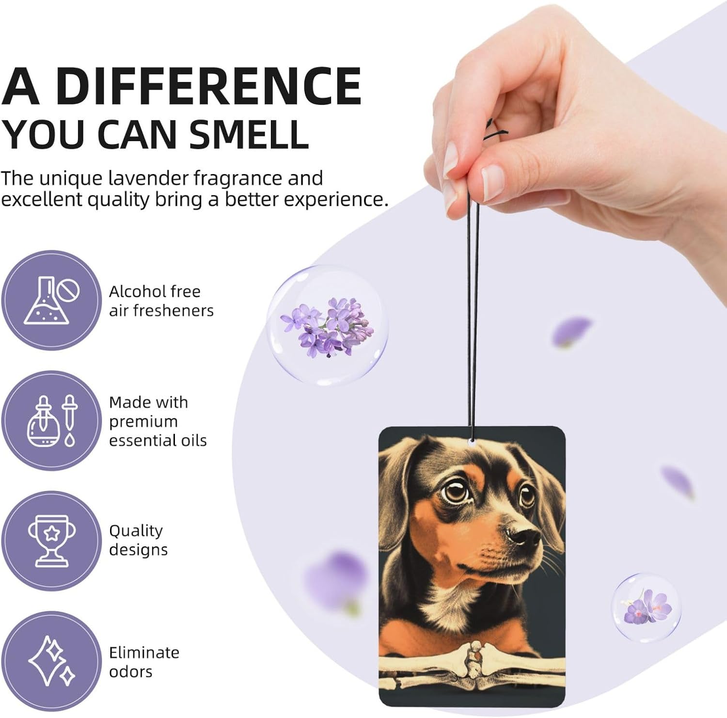 Car Air Fresheners Cards Set of 4 Pieces,Bone Dog Mirror Pendant Hanging Scented Cards for Wardrobe Bathroom Long-Lasting Auto Aromatherapy Tablets Gifts Car Rearview image 5
