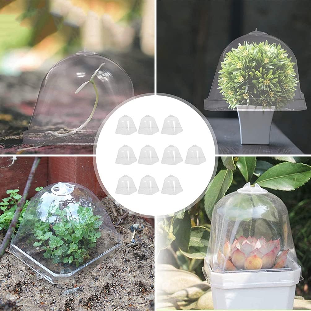 10pcs Flower Pot Seedling Cover Transparent Plant Dome Mini Greenhouse Cover Garden Protection Dome Gardening Tool